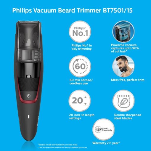 Philips BT7501/15 Vacuum Beard Trimmer Cordless & Corded Beardtrimmer series 7000 3