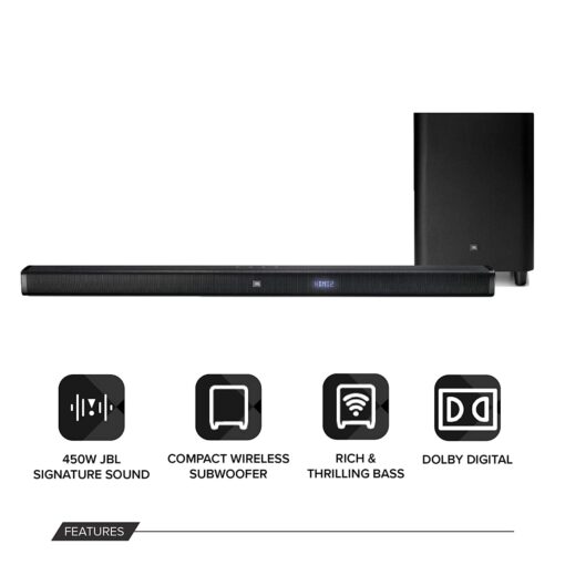 JBL Bar 3.1 4K Soundbar with Wireless Subwoofer (450 Watts, 6 Woofers, Dolby Digital, Surround Sound) 2
