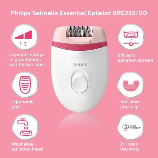 Philips BRE235 Corded Compact Epilator for gentle hair removal 1