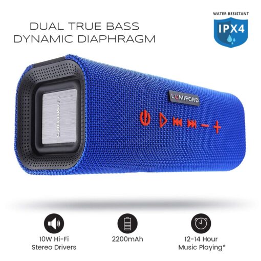 LUMIFORD Stereo Blue Log Wireless Bluetooth Speaker, Alexa 1