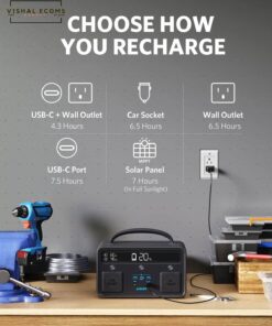 Anker Portable Power Station, PowerHouse II 400, 300W/388.8Wh, 110V AC Outlet/60W USB-C Power Delivery Solar Generator for Camping, Road Trips, Emergency Power, and More