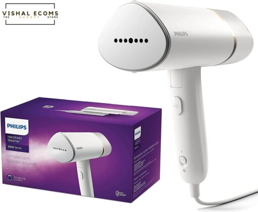PHILIPS 3000 series Compact and foldable Handheld Steamer STH3020/16 White Garment Steamer Metal Plate