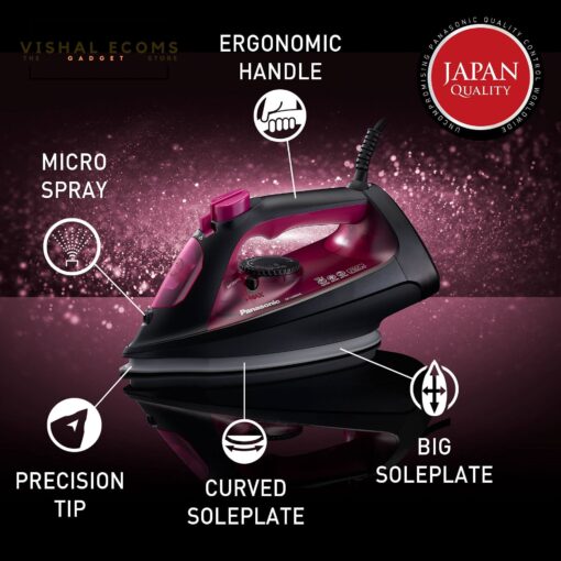 Panasonic Steam Iron 2300W Ni-U400 Pink Big Ceramic Soleplate
