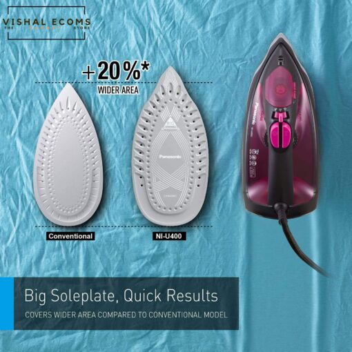 Panasonic Steam Iron 2300W Ni-U400 Pink Big Ceramic Soleplate