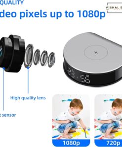 Spy Camera Hidden Camera Wireless Charger with Alarm Clock,1080P Mini Camera Security Camera Indoor Wireless, 20W Charger with Mini Security Camera, Night Vison Camera Wireless with Phone App