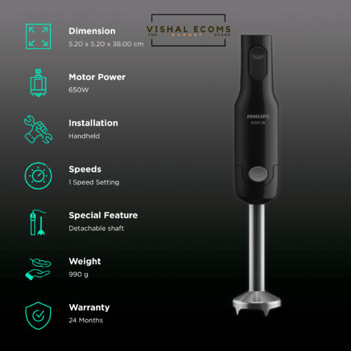 PHILIPS Hand Blender with Chopper Daily Collection 650 Watt HL1600/92