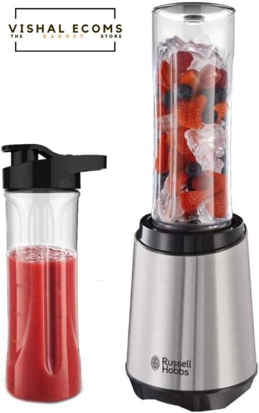 Russell Hobbs Mix&Go Steel Blender/Stand Mixer Smoothie Maker 300 Watt Stainless Steel including 2 drinking bottles 600 ml