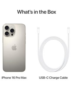 iPhone 16 Pro Max 256 GB 5G Mobile Phone with Camera Control 4K 120 fps Dolby Vision and a Huge Leap in Battery Life Works with AirPods Natural Titanium