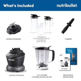 Nutribullet 1200W Combo Blender USA #1 Mixer / Grinder / Smoothie Maker The Original Nutribullet Food Processor Best Blender 3 Unbreakable Jars 1.8L Extra Large Pitcher & Tamper
