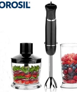 Borosil Hand Blender Set Masterblend SW22 Electric Hand Blender Dual Speed Option Stainless Steel with Chopper 500w