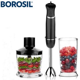 Borosil Hand Blender Set Masterblend SW22 Electric Hand Blender Dual Speed Option Stainless Steel with Chopper 500w