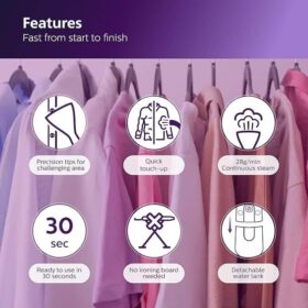 PHILIPS Handheld Garment Steamer for Clothes - No Burn Guarantee, Vertical and Horizontal Steaming with unique adjustable head, 1500 Watt Quick Heat Up, up to 28g/min steam (Deep Azur) STH7020/20