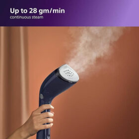 PHILIPS Handheld Garment Steamer for Clothes - No Burn Guarantee, Vertical and Horizontal Steaming with unique adjustable head, 1500 Watt Quick Heat Up, up to 28g/min steam (Deep Azur) STH7020/20