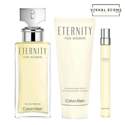 Calvin Klein Women's Eternity Gift Set Eau de Parfum 100ml +Body Lotion 100ml +Travel Spray 10ml